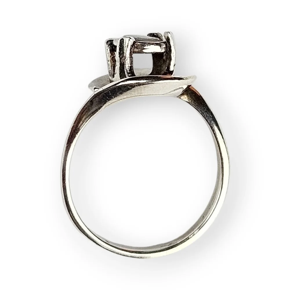 Sterling Opal Bypass Ring Wave Design 925 Silver Lab Created Vintage Size 6.5